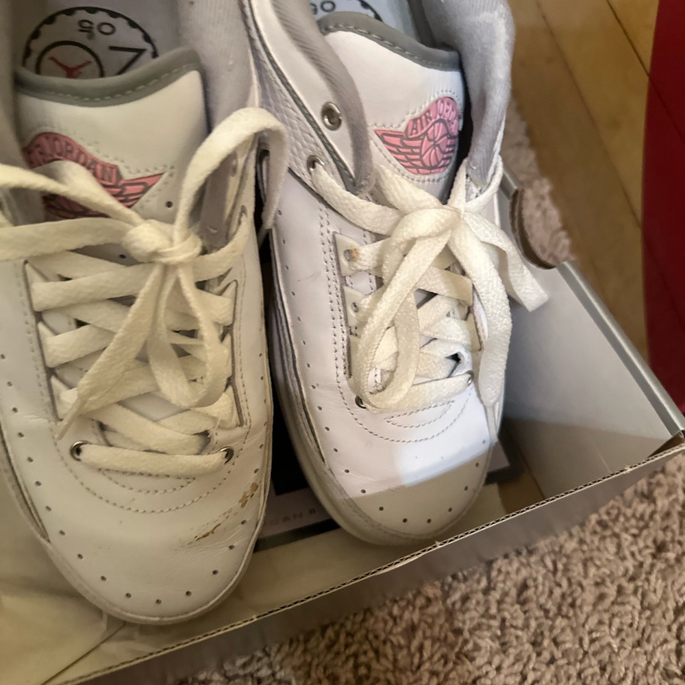 Jordan White and Pink Retro Sneakers